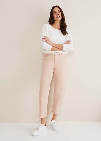 Phase Eight Petra Raw Hem Straight Leg Trousers Pink USA | 4281079-FA